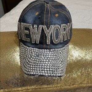 Rhinestone New York Cap
